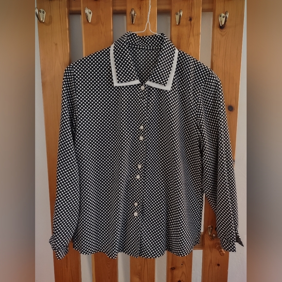 Timeless Polka Dot Button-Down Blouse - Picture 1 of 5